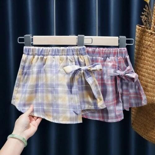Girls Summer Shorts Skirt 2021 New Childrens Plaid Skirt Pants Female Little Girl Cute Tutu Skirt Baby Girl Clothes 2-7 Years
