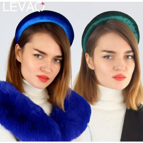Levao Thick Velvet Women Padded Headbands Hair Accessories Head Band Fashion Headwear Wide Plastic Hairbands For Woman