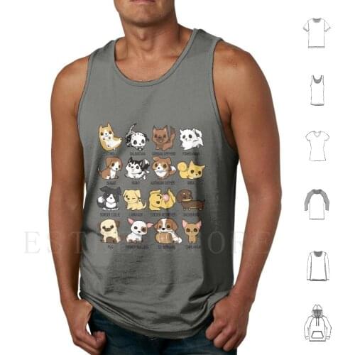 Dog Lovers Tank Tops Vest Sleeveless Races Breeds Dog Chibi Manga Anime Cute Sweet Kawaii Corgi Border Collie Dalmatian