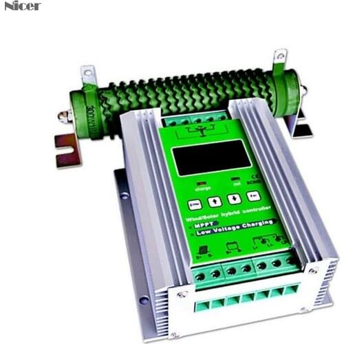 MPPT Wind Solar Hybrid Booster Charge Controller 12/24V Auto Apply For 800W Wind+600W Solar With Dump Load LCD Display