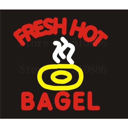 NEON Sign Board For Fresh Bagel Hot Open Real GLASS Tube PUB Restaurant Signboard Display Store Shop Light Custom Signs 17*14"