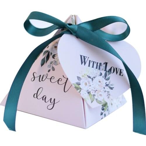 New Gift Box Triangular Pyramid Boxes for Baby Shower Candy Box Packaging Bags Wedding Favor Paper Box