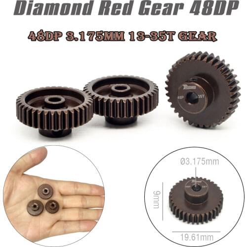 Newest HRC60 Diamond Red 48DP Motor Gear Pinion 13T-35T Motor Gear for Traxxas Redcat Tamiya HSP RGT 1/10 1/12 1/14 RC Car
