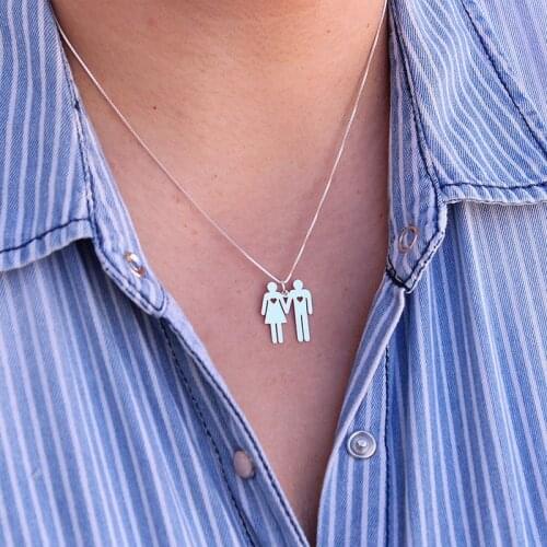 Custom Name Necklace Stainless Stell Chain Choker Necklace Fashion Personalized Love Pendant Necklaces Couple Collares