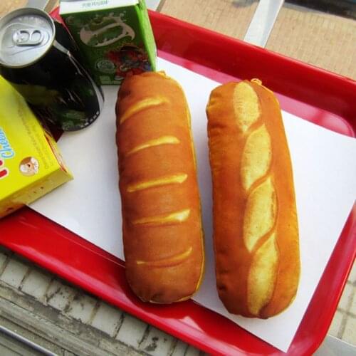 Portable French Bread Pencil Pen Case Cosmetic Makeup Pouch Zipper Bag Purse 28GD