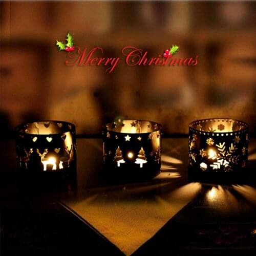 Christmas Hollow Out Candlestick Vintage Candle Holder Home Decor Xmas Party Decoration Table Candelabra 2021