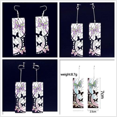 New Anime Acrylic Ears Butterfly Feet Kocho Nino Cosplay Earrings Demon Killer Kimetsu No Yaiba Earrings Female Jewelry Gift