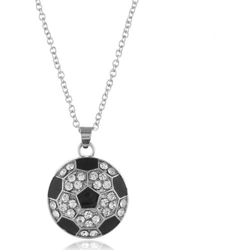 Unisex Sport Hip Hop Necklace Jewelry 2020 New Fashion Crystal Rhinestone Football Soccer Charm Pendant Necklace Collares