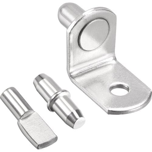 Uxcell Shelf Support Peg 3 Style Bracket Pegs 5mm 6mm Pin Silver Tone with Hole 60pcs