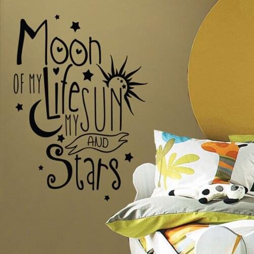 YOYOYU Wall Decal Moon of My life My sun ,My Star Quotes Kids Nursery Vinyl Sticker Removable Bedroom Decoration Mural GY23