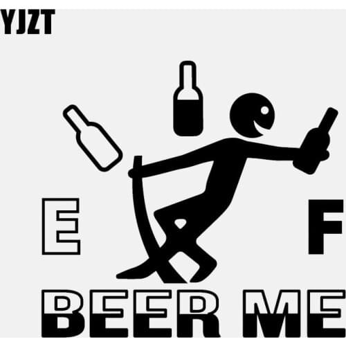 YJZT 13.4CM*12CM BEER ME Funny Car Sticker Safety Vinyl Decal Fuel Black/Silver C3-0803