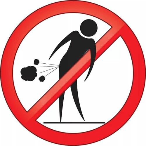 Funny Personality Caution Car Sticker Don't Fart Reflective Waterproof Decal for Volkswagen BMW Auto Accessories PVC,12cm*12cm