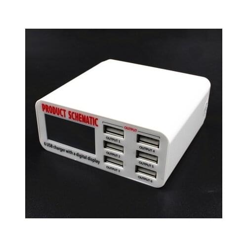 LCD 6 USB Ports Smart Quick Charger Charging Station Adapter Repair Kit EU charger for iPad/iPhone/SAMSUNG/tablet smart phone
