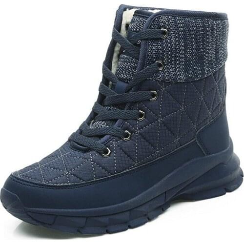 Big size Womens warm snow boots Casual outdoor cotton shoes High quality plush warm Lace-Up womens shoes 35-41