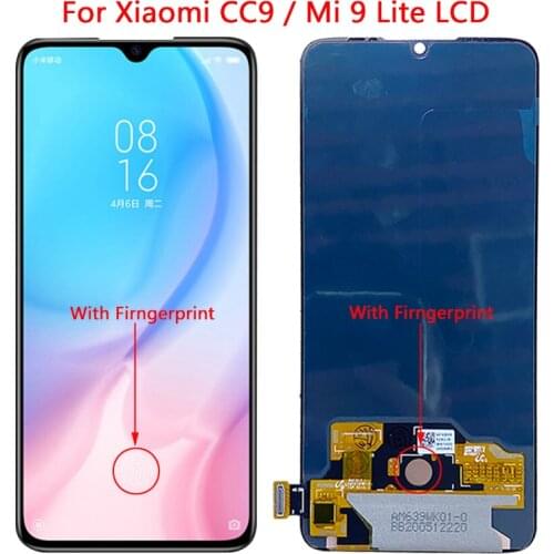 6.39''NEW OLED CC9 LCD For Xiaomi Mi 9 lite LCD Display With Frame Digitizer Assembly For xiaomi CC9 M1940FBG Repair LCD