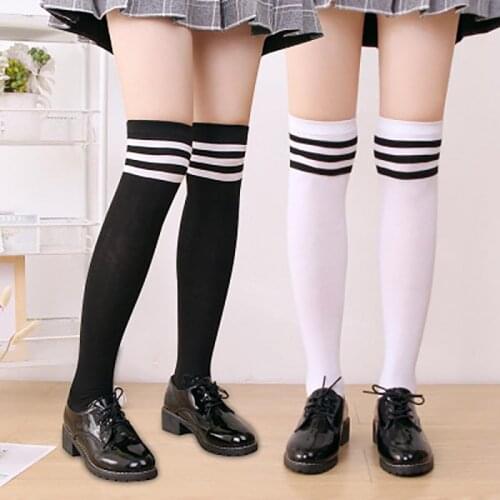 1 Pair Womens Stockings Casual Girls Student High Stockings Over Thigh Knee Long Sexy Cotton Socks