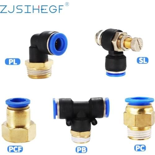 1PCS Pneumatic Connector PC/PCF/PL/SL/PB 4/6/8/10/12 MM Thread 1/8" 1/4" 3/8" 1/2" Fitting Air Tube Female Straight