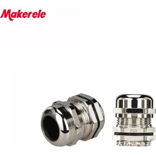 10pcs PG9 Nickel Brass Metal Waterproof Cable Glands Joints IP68 cable connector for 4-8mm cable