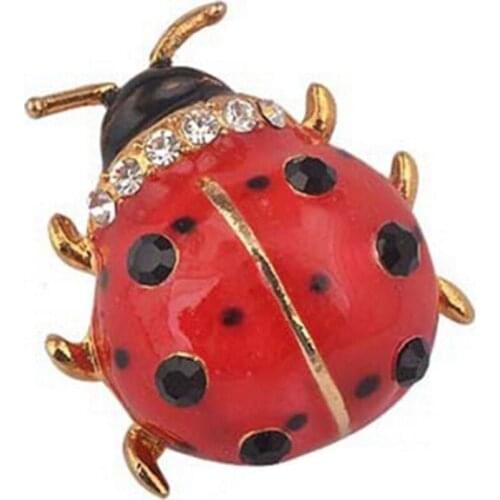 100pcs/lot Red&Black Fancy Rhinestone Embellished Ladybird Brooch Pin Fashion Sweater Women Jewelry
