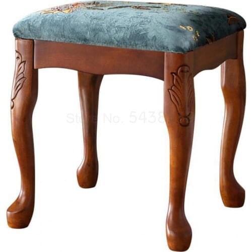 1000 American country solid wood dressing stool European-style simple bedroom chair makeup stool piano guzheng stool shoe stool