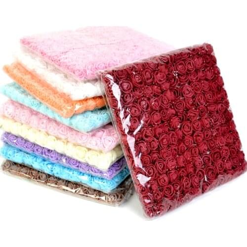 144Pcs/package 2cm Mini Lace Foam Rose Artificial Wedding Flower Flower Decoration DIY Rose Bear Accessories Craft Flower