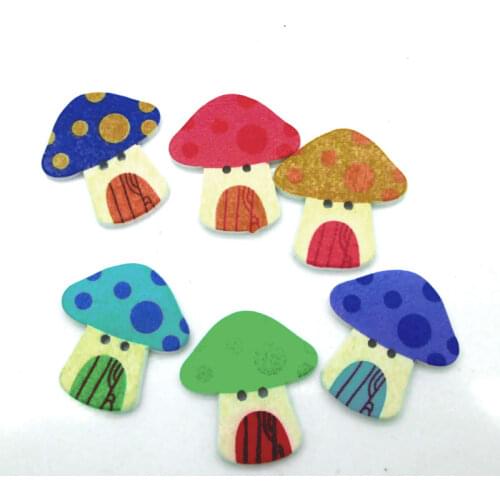 50pcs Mixed Wooden Mushroom Sewing Buttons For Clothing Needlework Scrapbooking Botones Decorative Crafts Diy Accessories
