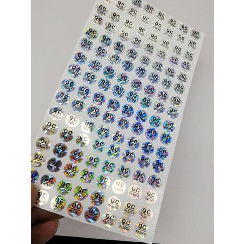 500pcs/Lot Round 10mm QC Sticker Lable Adhensive QC PASSED Laser Hologram Stickers