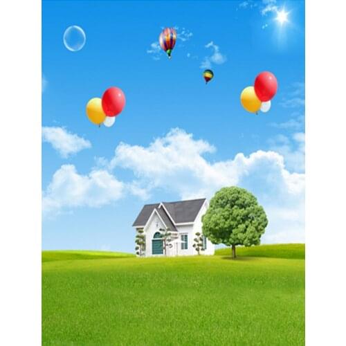 5x7ft Tree House Lawn Balloon Photography Backdrops Photo Props Studio Background