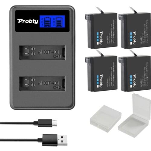 1680mAh For Gopro Hero 4 Battery Replacement + LED 2-Slots USB Charger for GoPro HERO4 GoPro AHDBT-401 Action Camera Battery