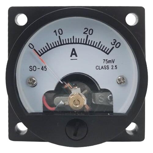 1PC SO-45-A 20A 30A 50A 100A/75mV DC Analog Meter Panel Gauge DC Ammeter Use with Shunt Current Meter 47*47MM Round Ammeter