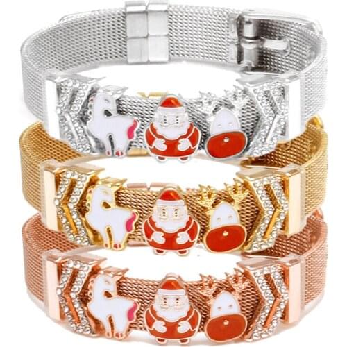 Christmas Stainless Steel Racelet Suitable For Men And Women Holiday Gifts DIY Unicorn Christmas Deer Brand Bracelet Gifts