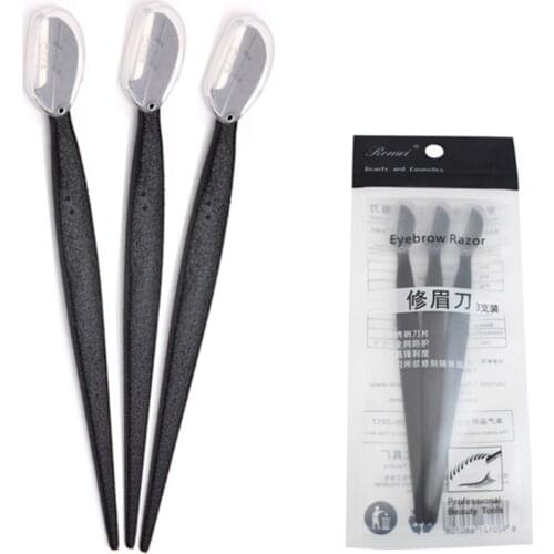 3pcs/set Eyebrow Razor Facial Hair Remover Eyebrow Trimmer Makeup Knife Shaper For Women Razor With Cap Eyebrow Knife Brochas