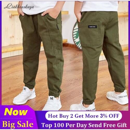 110-160cm Spring Autumn Trend Kids Pants Boys Casual Cargo Pants Boys Long Trousers Children Boys Clothing Teenage Sport Pants
