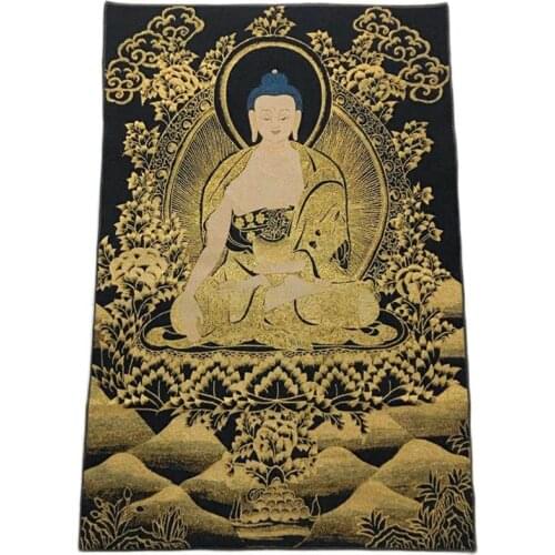Shakyamuni black gold Tang family black Tangka living room porch decorative painting new Chinese Tibet