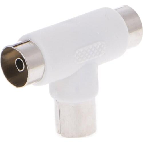 2 Way TV T Splitter Aerial Coaxial Cable Male to 2x Female Connectors Adapter 50LA