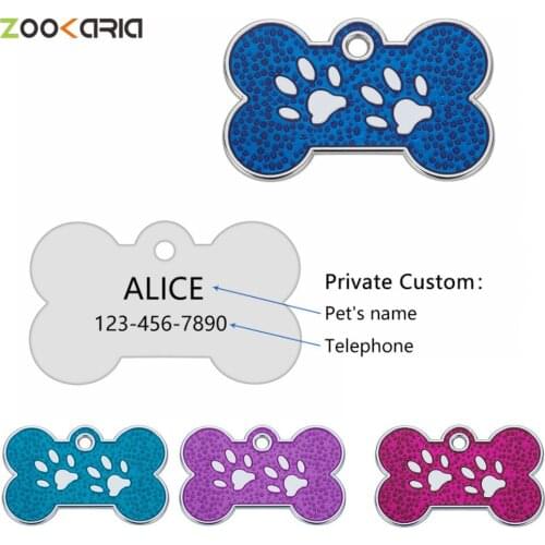 Pet Cat Dog ID Tags Engraved Pet ID Name Number for Cat Dog Puppy Collar Tag Pendant Bone Pet Accessories