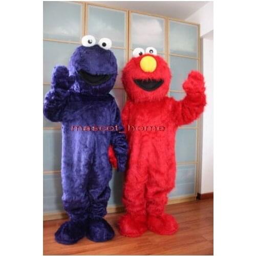 Both Elmo Dolls Mascot Costume Suit Cosplay Party Game Dress Outfit Halloween Adult Mascot Costume