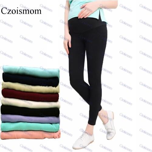 Candy Color Leggings For Pregnant Women Thin Cotton Maternity Trouser High Waist Ajustable Youg Mother Bottoms SummerAutumn