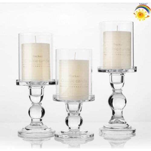 1pc 3.46 / 4.52 / 5.51 in Glass Candle Holders for 3" Pillar Candle and 3/4" Taper Candle, Wedding decoration, Candlestick Set