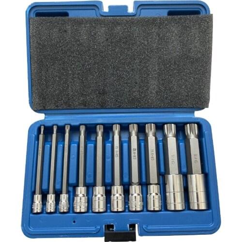 10PCS XZN Triple Square Spline Bit Socket Set 1/4" 3/8" 1/2 Tamper Proof Long Reach Machine Repair Auto Repair Professional Tool