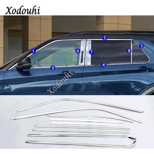 For Ford Explorer U625 2019 2020 2021 Car Styling Sticker Stainless Steel Glass Window Pillar Middle Column Strip Trim Frame