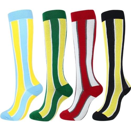 YSDNCHI Men Socks Women Spring Fitness Colored Stripes Polka Dot Printing Camouflage High Quality Winter Autumn Long Socks