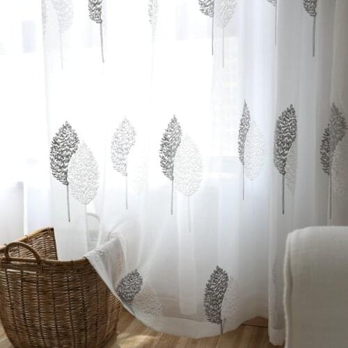 The New Two-color Screens Embroidered Cotton Embroidered Curtains, Screens Nordic Style Banyan Leaf