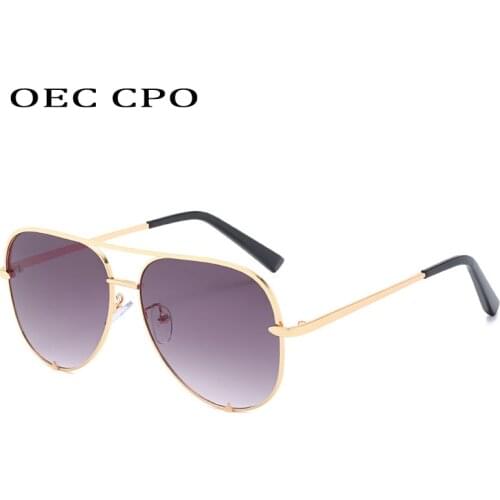 OEC CPO Brand Designer Female Metal Sunglasses Pilot Women Sun Glasses Men Gradient Shades Female UV400 Oculos O373