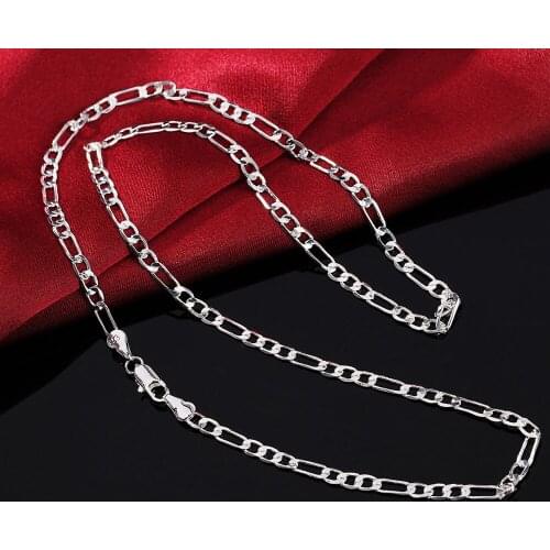 Pure 925 Silver Necklaces for Men 4mm 16-30inch Long Chain Necklace Wedding Bridal Jewelry Accessories