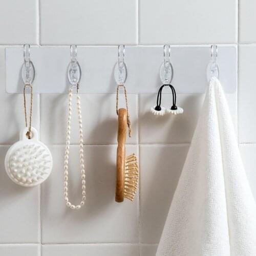 Transparent Non-marking Strong Sticking Hook Kitchen Storage Tools Bathroom Hanger Storage Holder Hanging Stickers