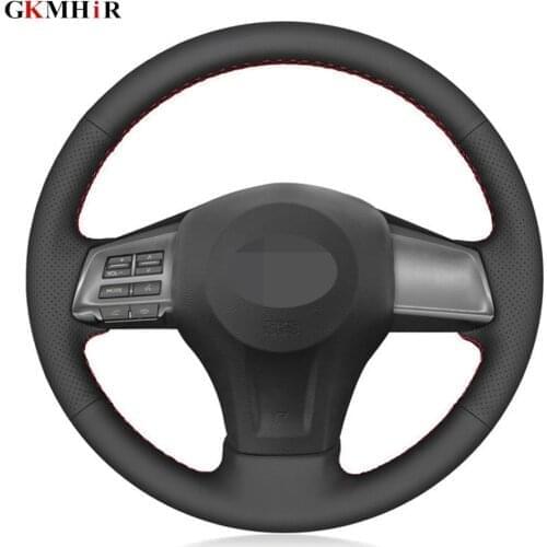 Hand-stitched Black Genuine Leather Car Steering Wheel Cover For Subaru Forester 2013-2016 Legacy Outback 2012-2014 XV 2011-2015