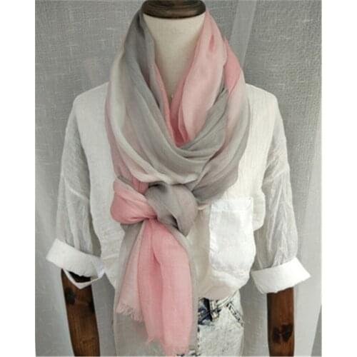 Super thin 100%wool women fashion gradient color scarfs shawl pashmina small tassel 90x220cm