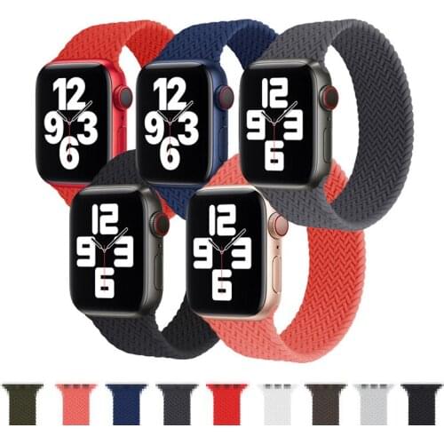 Silicone Braided Sport Bracelet For Apple Watch Band 42mm 38mm 40mm 44mm Velcro Soft Rubber Strap IWatch Series 6 5 4 3 SE 2 1