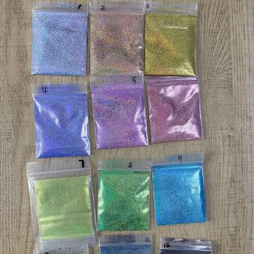 5g Extra Fine 1/128 Holographic Rainbow linear Glitter Powder Silver/Pink/Gold Dazzling Nail Holo Cosmetic Grade Glitter 0.2mm